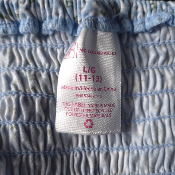 No Boundaries Blue Floral Button-Down Sundress L Juniors Smocked Back New - Picture 5 of 6